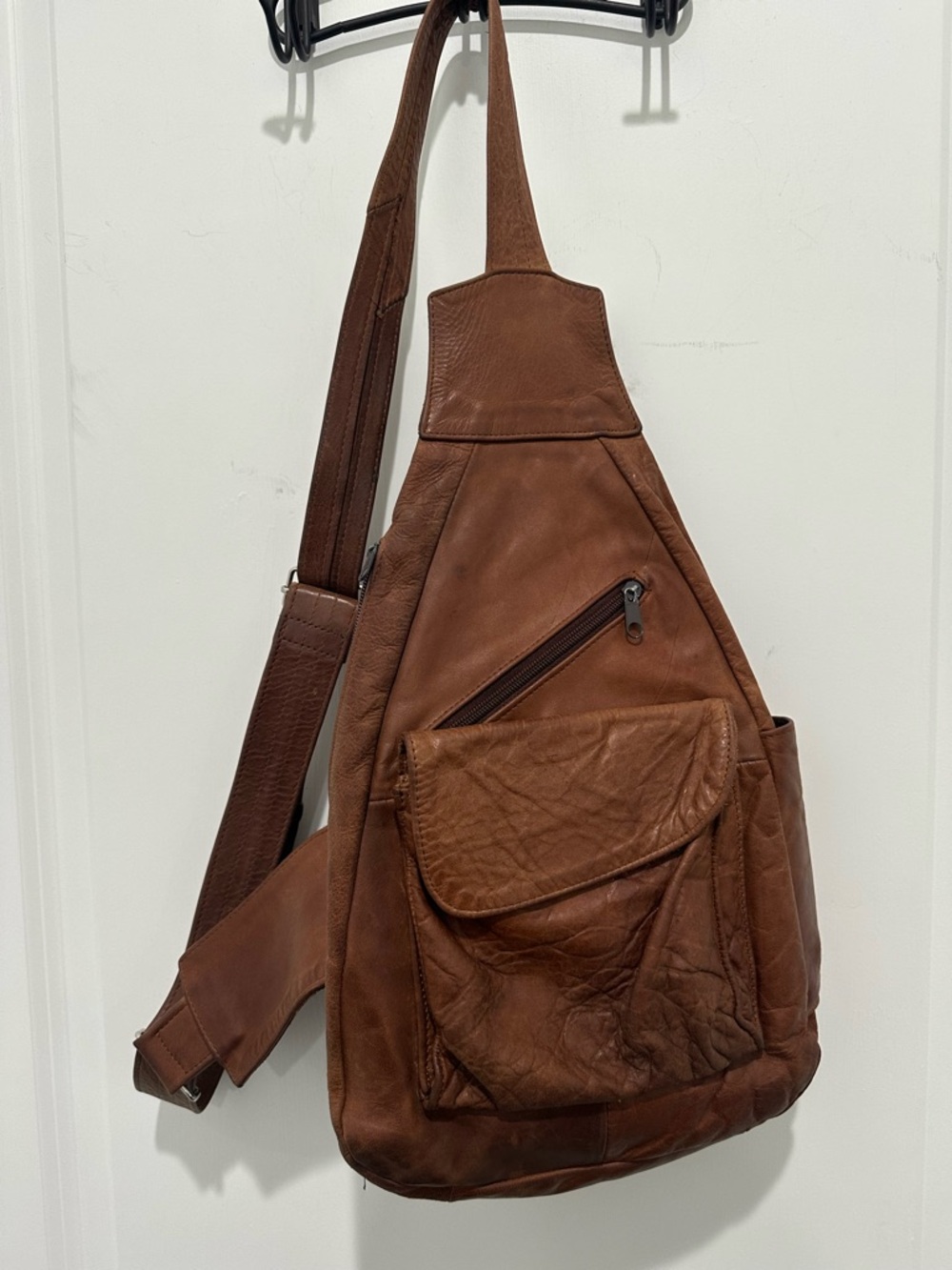 Brown Genuine Leather Unisex Sling Bag